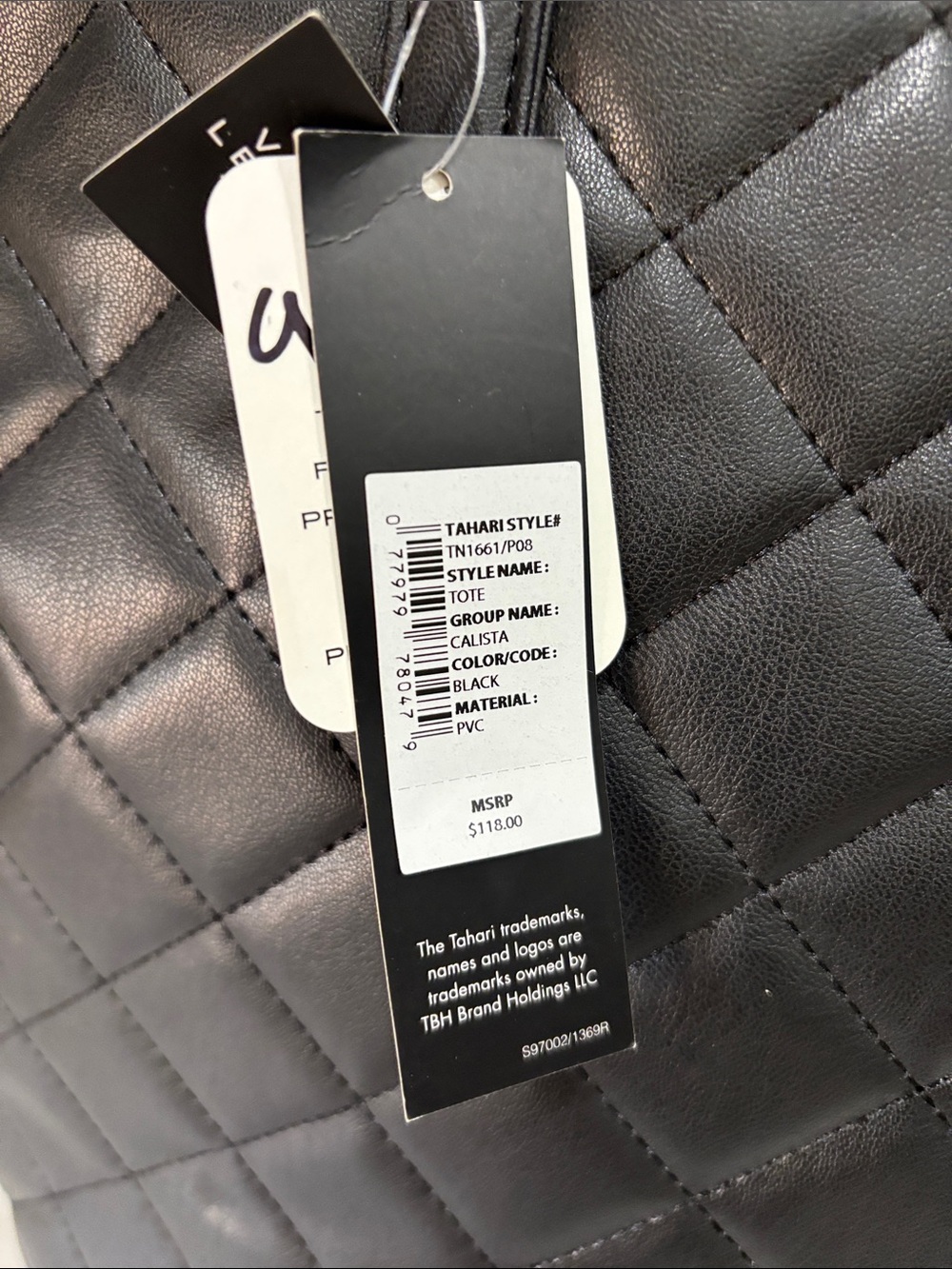 Tahari Black Quilted Leather Tote - Picture 3 of 11